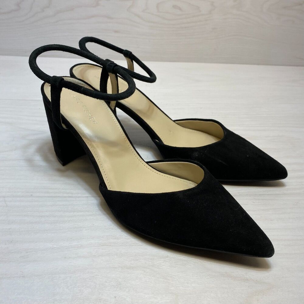 MARC FISHER Women's Size 8.5M Black Block Heel Velise Ankle Strap Pumps